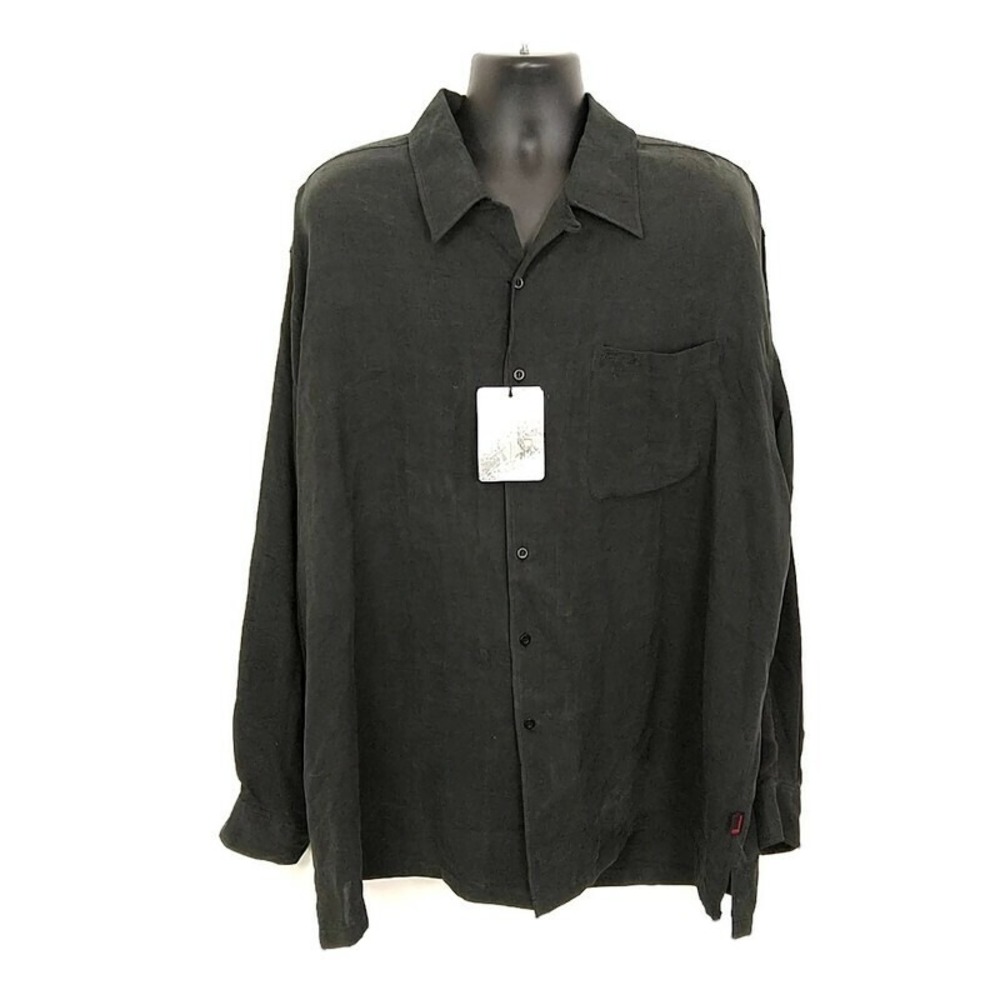NWT Vintage FUBU Mens sz 2XL Button Up Shirt Gray Long‎ Sleeve Collared